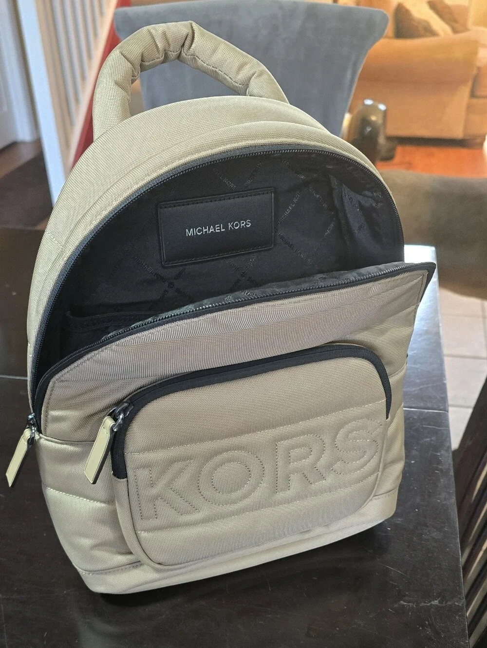 Michael Kors Taupe Quilted Mini Backpack